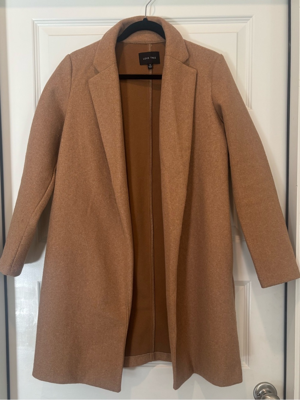 Love Tree Camel Open-Front Coat